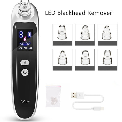 USB Charging Blackhead Remover Vacuum Face Nose Acne Black Dot Pimple Cleaner Pore Skin Care Tools Machine With 6 Head 40#715