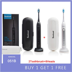 Sonicool 2019 New 051B Ultrasonic Sonic Electric Toothbrush USB Rechargeable Tooth Brushes With 4 Pcs DuPont Replacement Heads