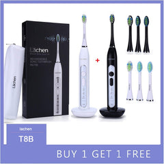 Sonicool 2019 New 051B Ultrasonic Sonic Electric Toothbrush USB Rechargeable Tooth Brushes With 4 Pcs DuPont Replacement Heads