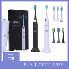 Sonicool 2019 New 051B Ultrasonic Sonic Electric Toothbrush USB Rechargeable Tooth Brushes With 4 Pcs DuPont Replacement Heads