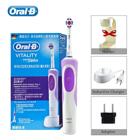 Oral B Electric Toothbrush Rechargeable 2D Rotating Clean Replacement Heads Oral Hygiene Tooth Brush With Holder