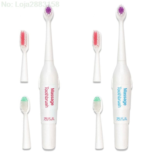 Adults Electric Massage Toothbrush 3 Head Replacement Battery Operated Portable