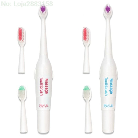Adults Electric Massage Toothbrush 3 Head Replacement Battery Operated Portable