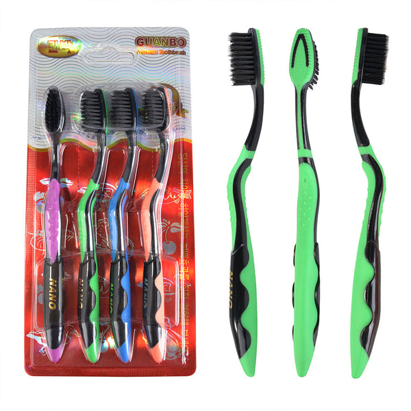 4 pcs/Pack Nano double coat Toothbrush carbon toothbrush 4 colors oral hygiene toothbrush health adult care tooth brush