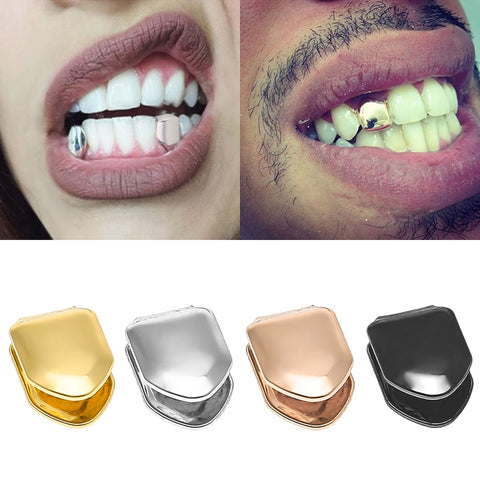 14k Gold Plated Hip Hop Teeth Grillz Caps Top or Bottom Grill False Teeth Whitening Gold Plated Small Single Tooth Cap